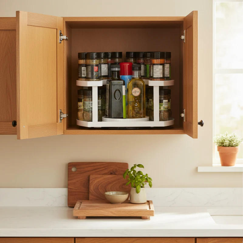 2-Tier Rotating Spice Rack – D-Shaped Design