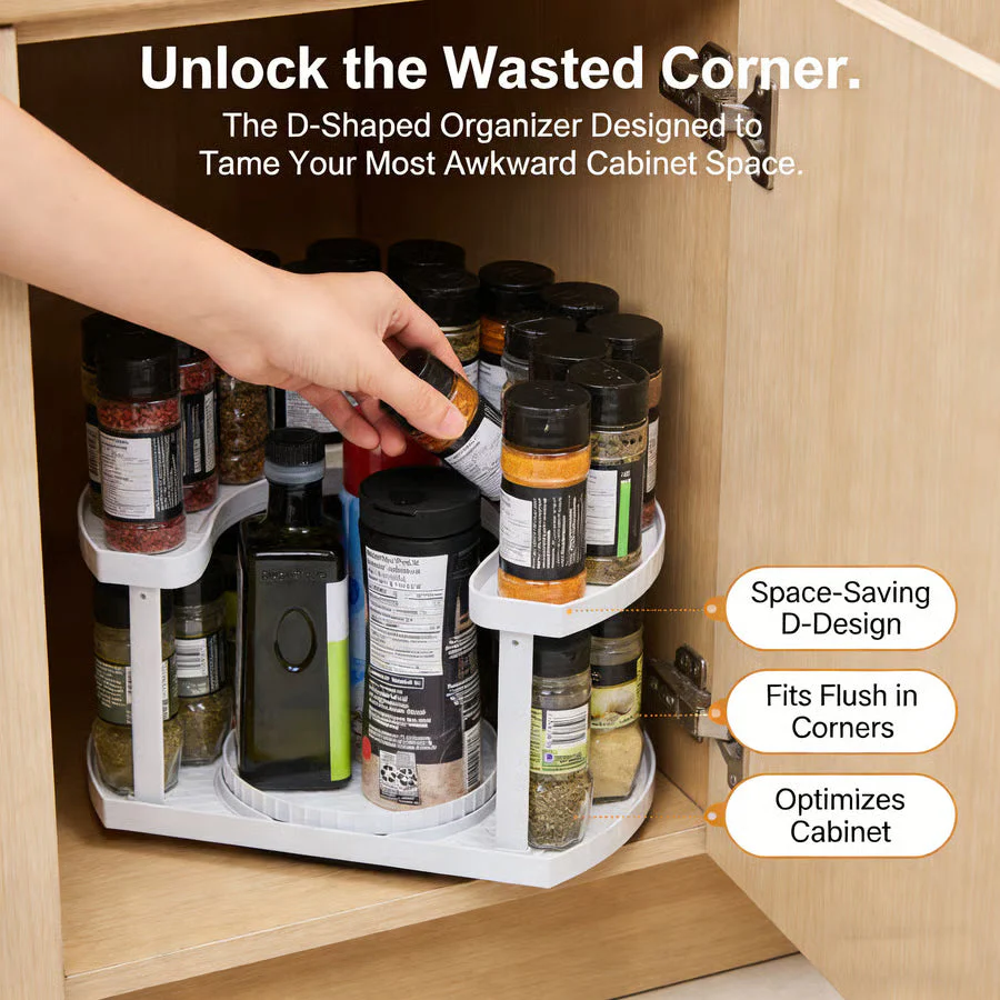 2-Tiered Lazy Susan in D-Shape - Image 5
