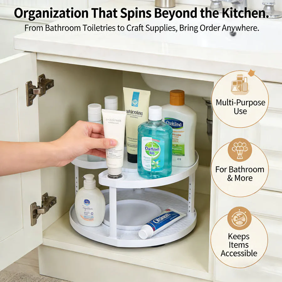 2-Tiered Lazy Susan in D-Shape - Image 7
