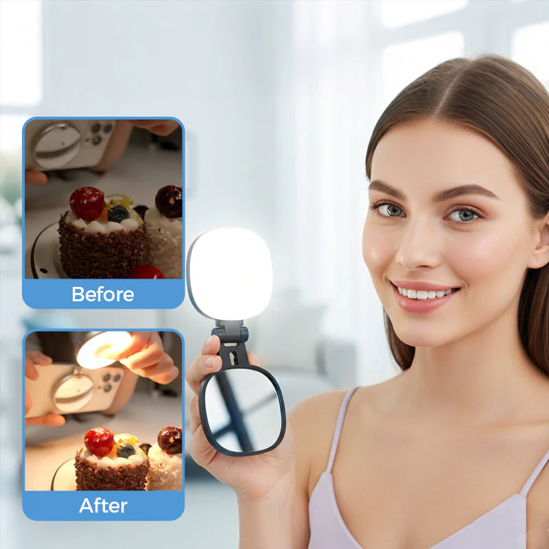 3-in-1 Selfie Light with Mirror and Smartphone Holder - Image 4