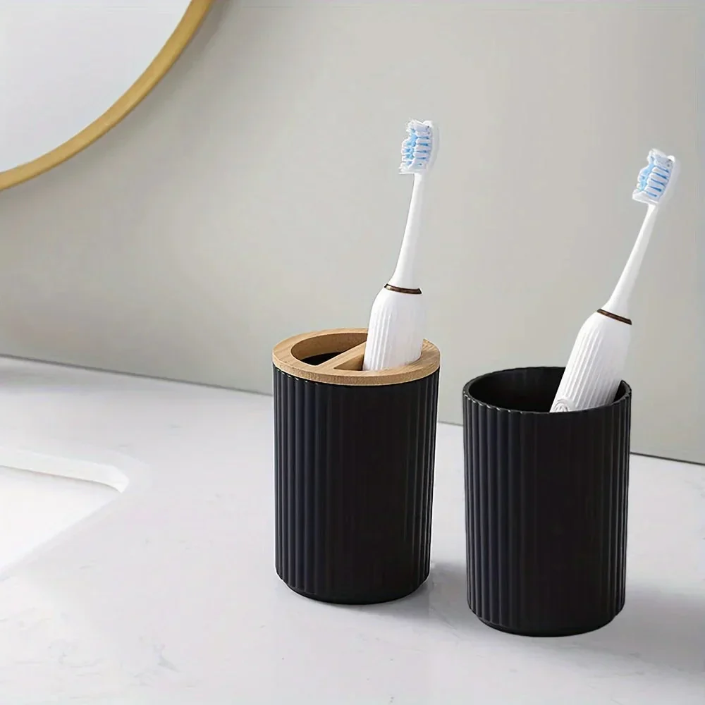 6-Piece Bathroom Set Featuring Bamboo Accents - Image 2