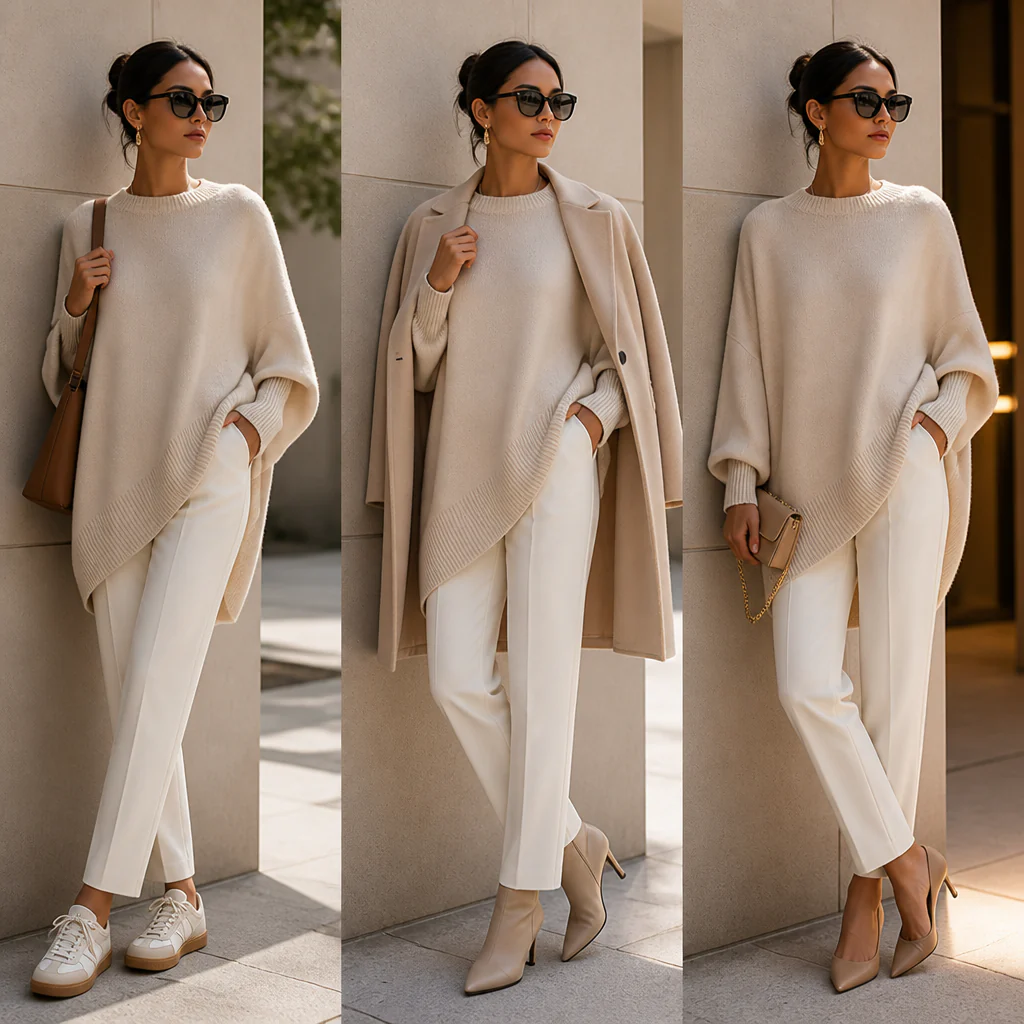 AlluraWool™ – Oversized Wool-Blend Sweater with Draped Asymmetric Hem - Image 7