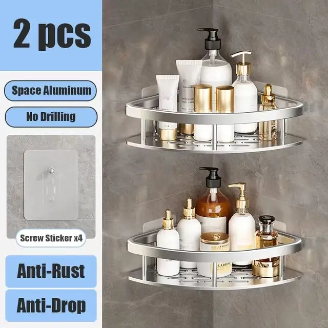 Aluminum Shower Shelf for Easy Installation Without Drilling - Image 12