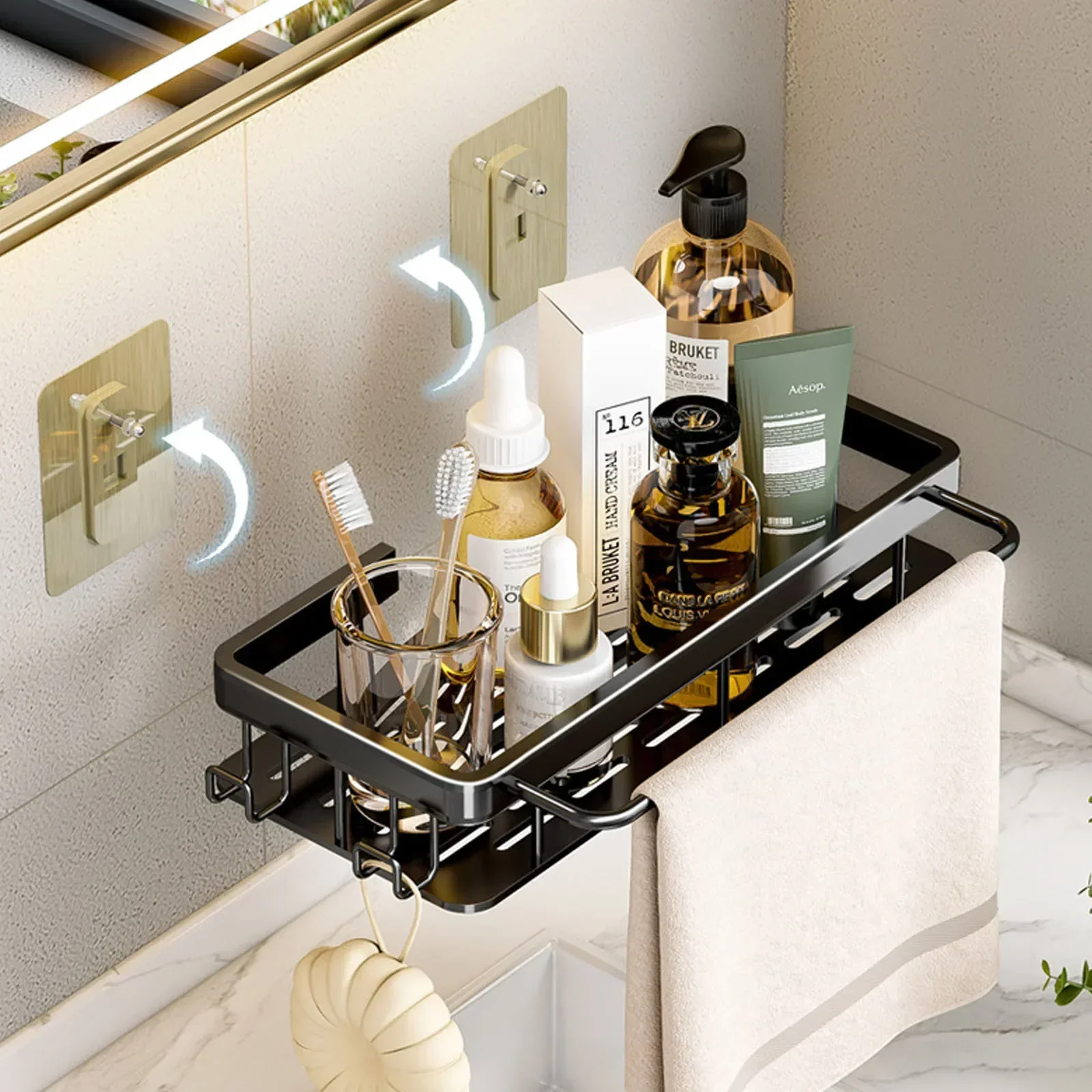 Aluminum Shower Shelf for Easy Installation Without Drilling - Image 3