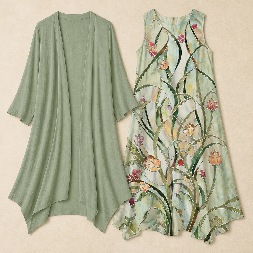 AmaraBelle™ – Flowy Floral Two-Piece Maxi Dress with Matching Cardigan - Image 4
