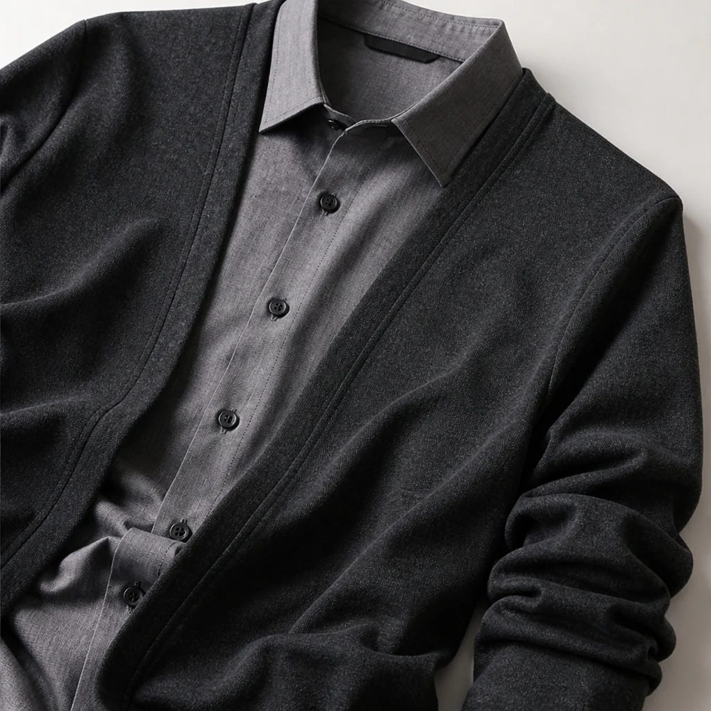 ApexForm™ – Slim-Fit 2-in-1 Knit Shirt with Layered Cardigan Look - Image 6