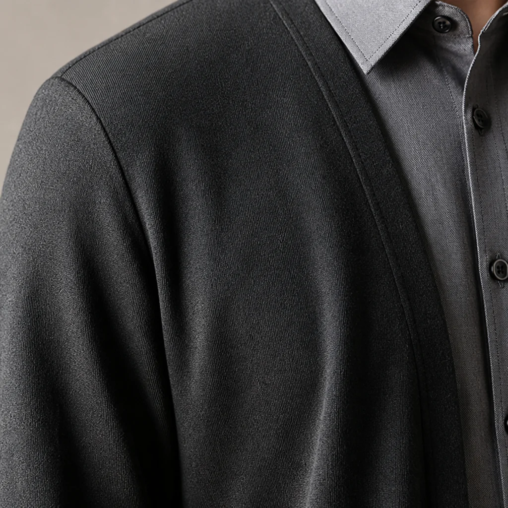 ApexForm™ – Slim-Fit 2-in-1 Knit Shirt with Layered Cardigan Look - Image 7