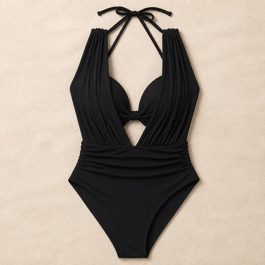 AquaSculpt™ – Sculpting Plunge One-Piece Swimsuit with Ruched Tummy Control - Image 3