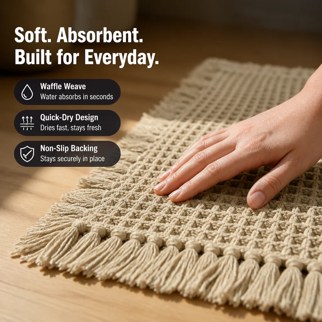AquaSilk™ Waffle Bath Mat — Step onto Instant Dryness and Cozy Safety Every Time - Image 3