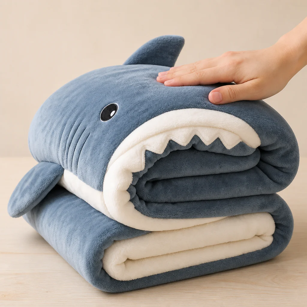 AquaSnug™ – Hooded Shark Flannel Sleeping-Bag Blanket - Image 4