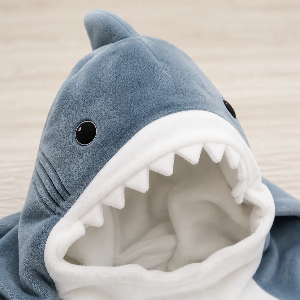 AquaSnug™ – Hooded Shark Flannel Sleeping-Bag Blanket - Image 6