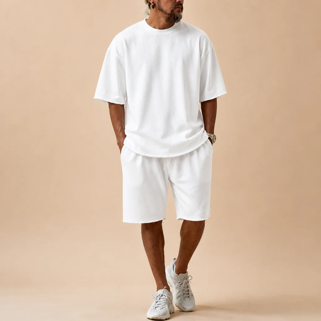 ArdentFlex™ – Relaxed Oversized Raw-Edge Tee & Shorts Set - Image 10