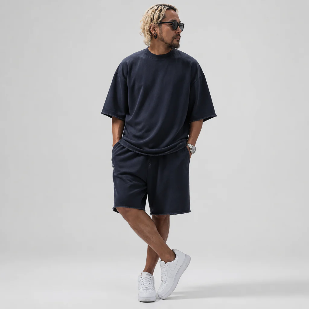 ArdentFlex™ – Relaxed Oversized Raw-Edge Tee & Shorts Set - Image 11