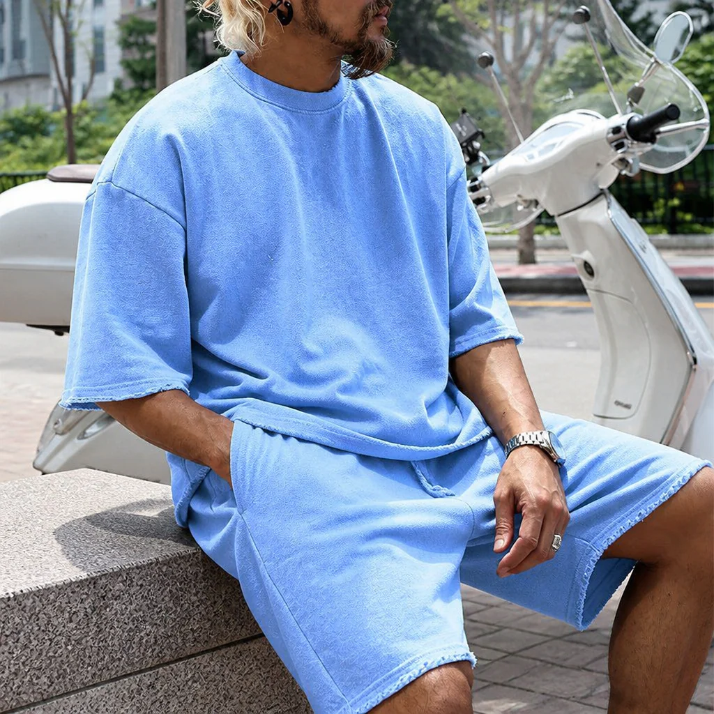 ArdentFlex™ – Relaxed Oversized Raw-Edge Tee & Shorts Set - Image 13