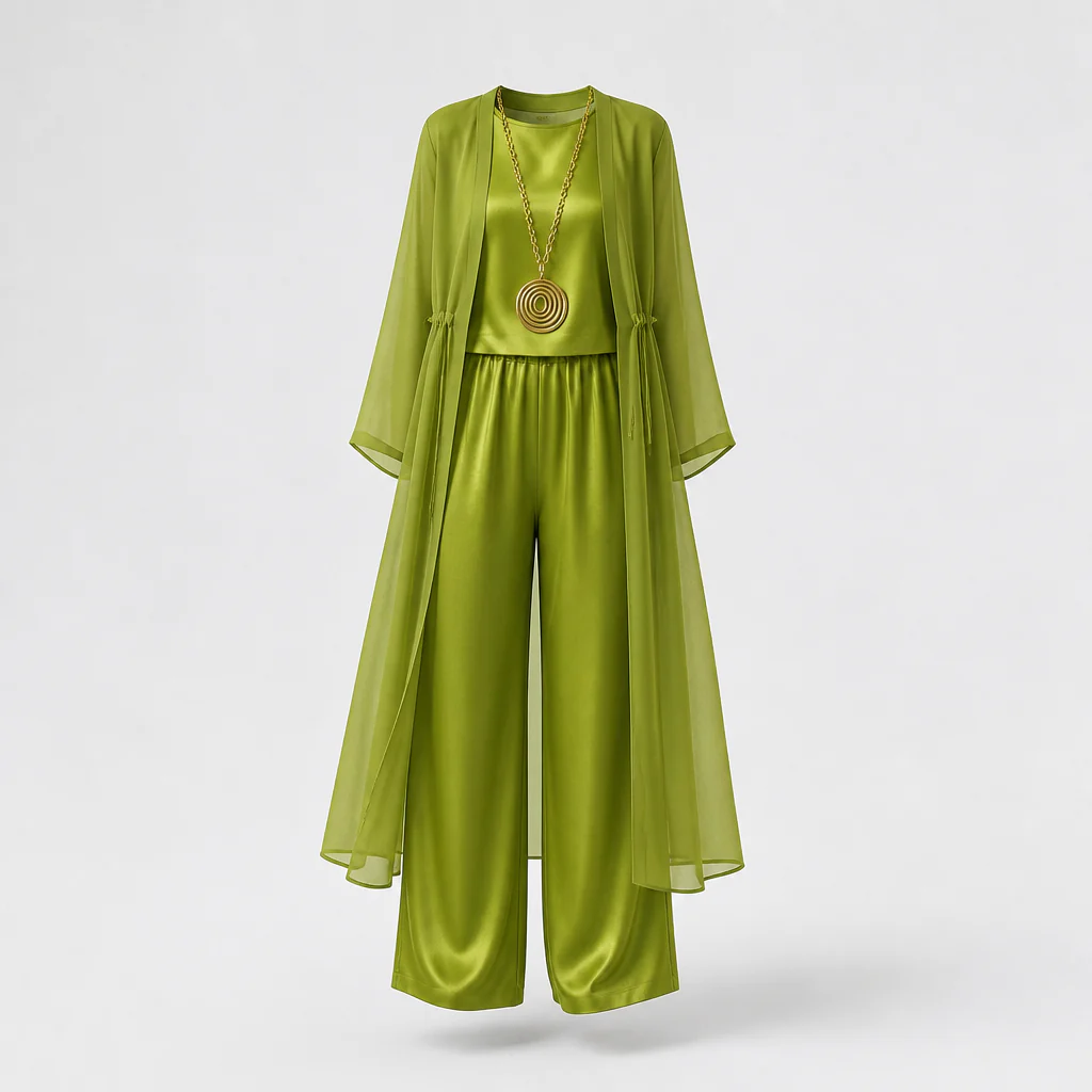 AristaLuxe™ – Flowing Three-Piece Wide-Leg Pant Set with Sheer Chiffon Duster - Image 4