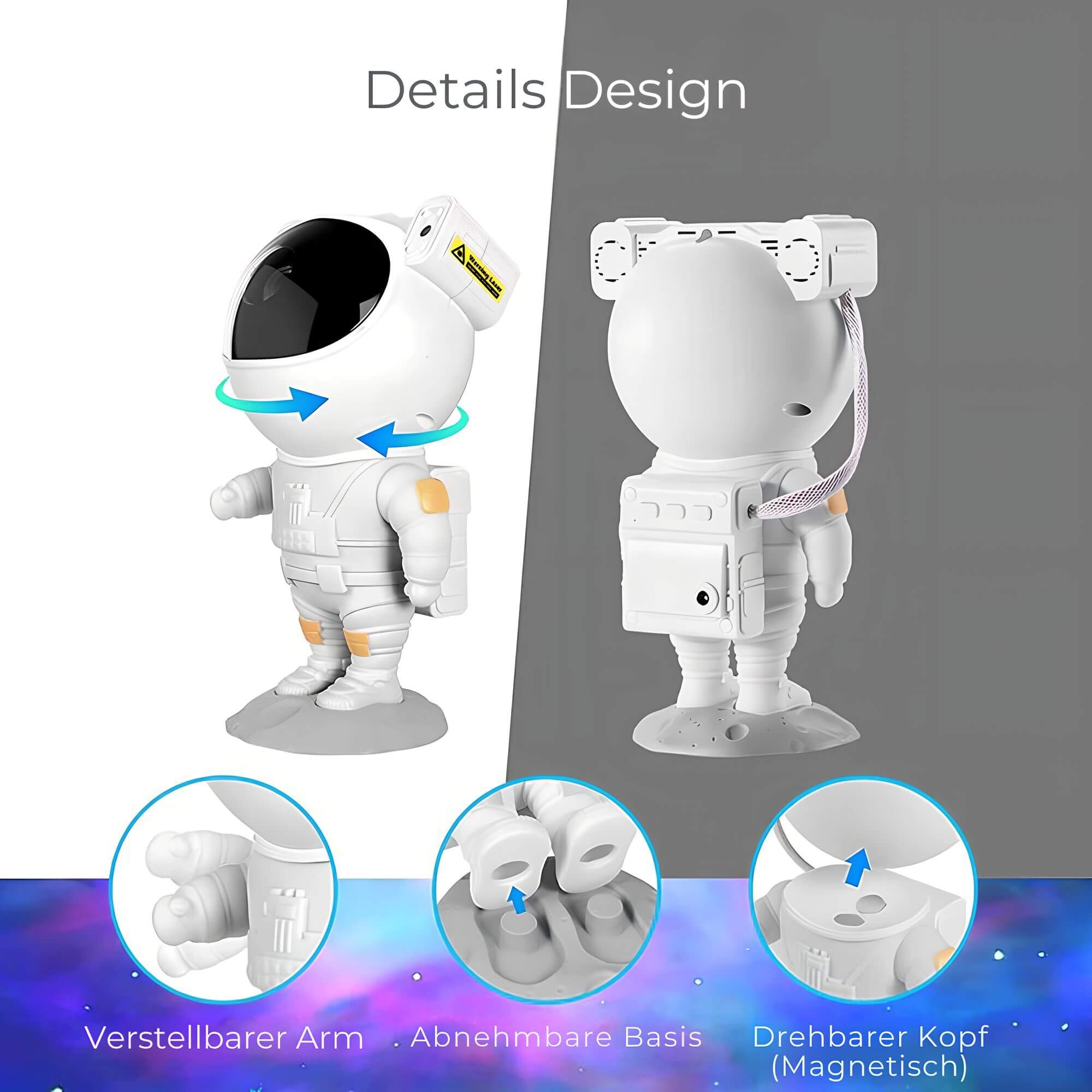 Astronaut Starry Sky LED Projector Lamp - Nightstand Lamp - Image 7