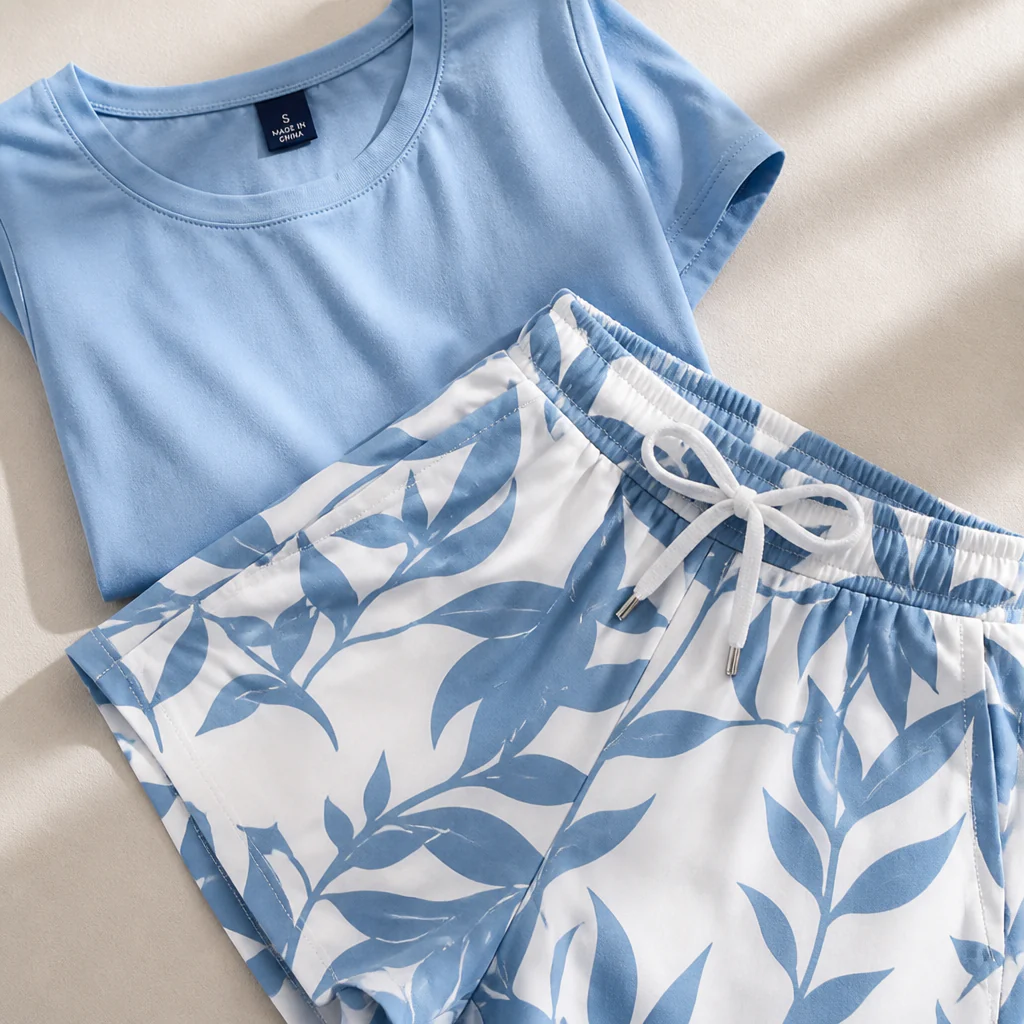 BellaLuxe™ – Breezy Botanical-Print Tee & Shorts Two-Piece Set - Image 6