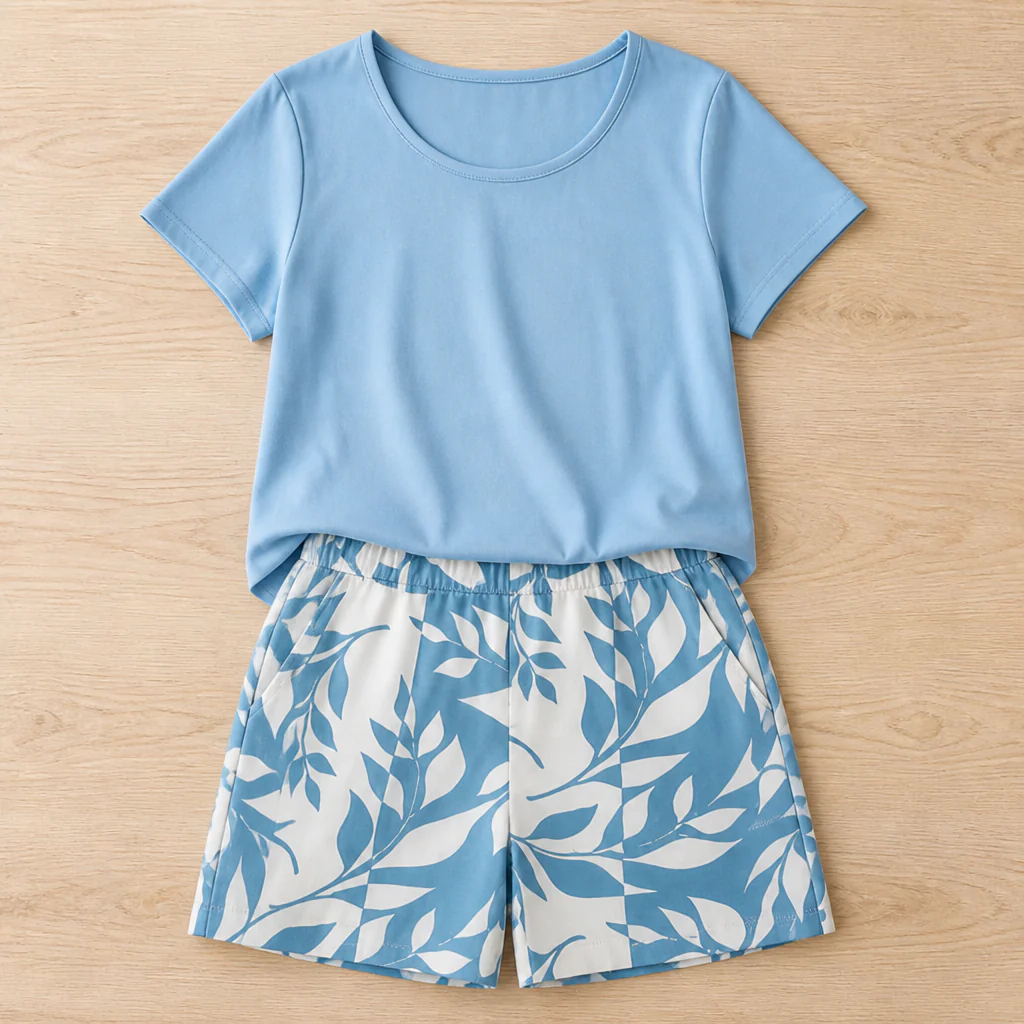 BellaLuxe™ – Breezy Botanical-Print Tee & Shorts Two-Piece Set - Image 8