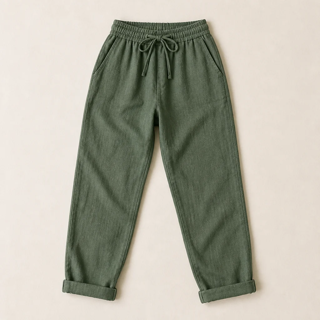 BellaSilk™ – Relaxed Cotton-Linen Tapered Pants with Drawstring Waist - Image 12