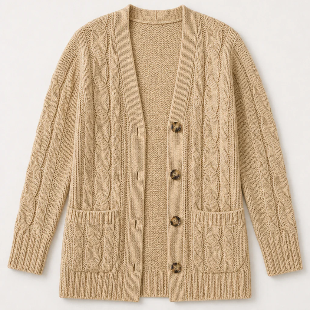 BorellaKnit™ – Chunky Cable Knit Button-Front Cardigan with Front Pockets - Image 17
