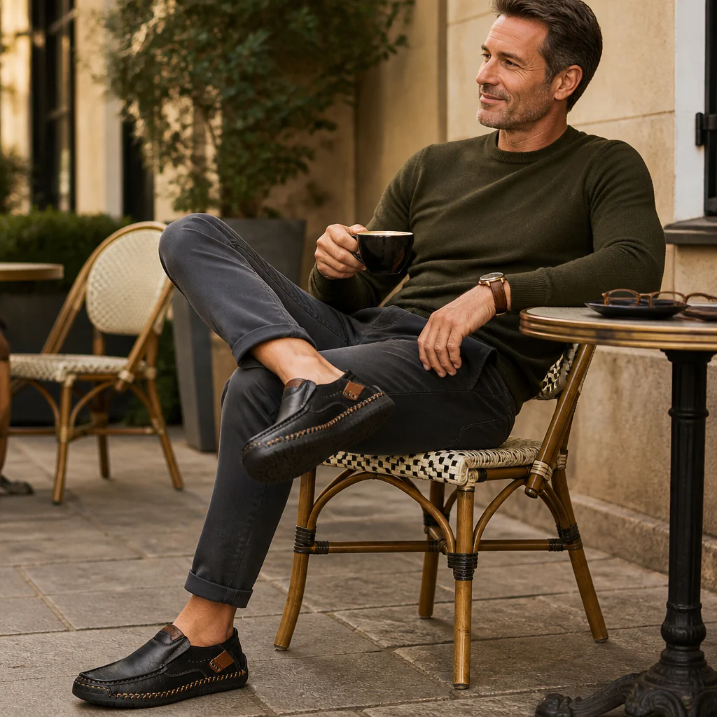 Bravaro™ – Hand-Stitched Slip-On Leather Loafers with Cushioned Sole - Image 2