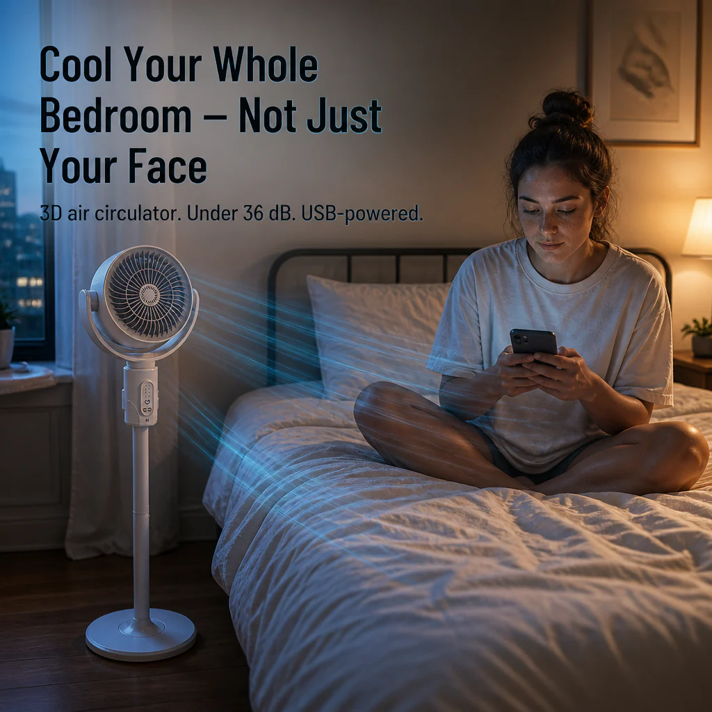 BreezeCraft™ — Cool Your Whole Bedroom Quietly From a Single USB Port