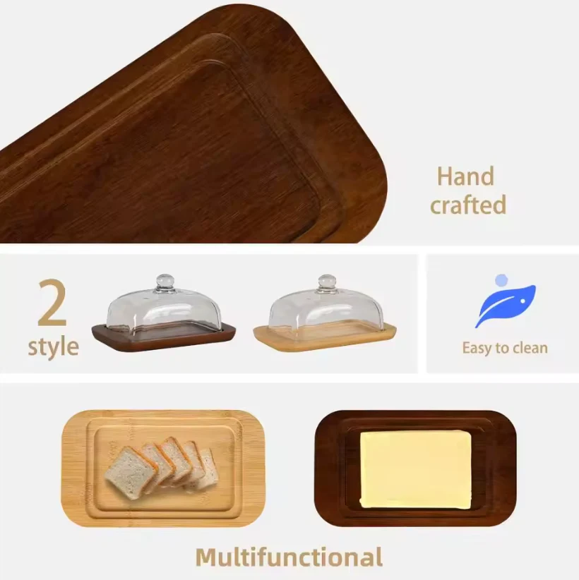 Butter Container with Glass Lid and Wooden Base - Image 4