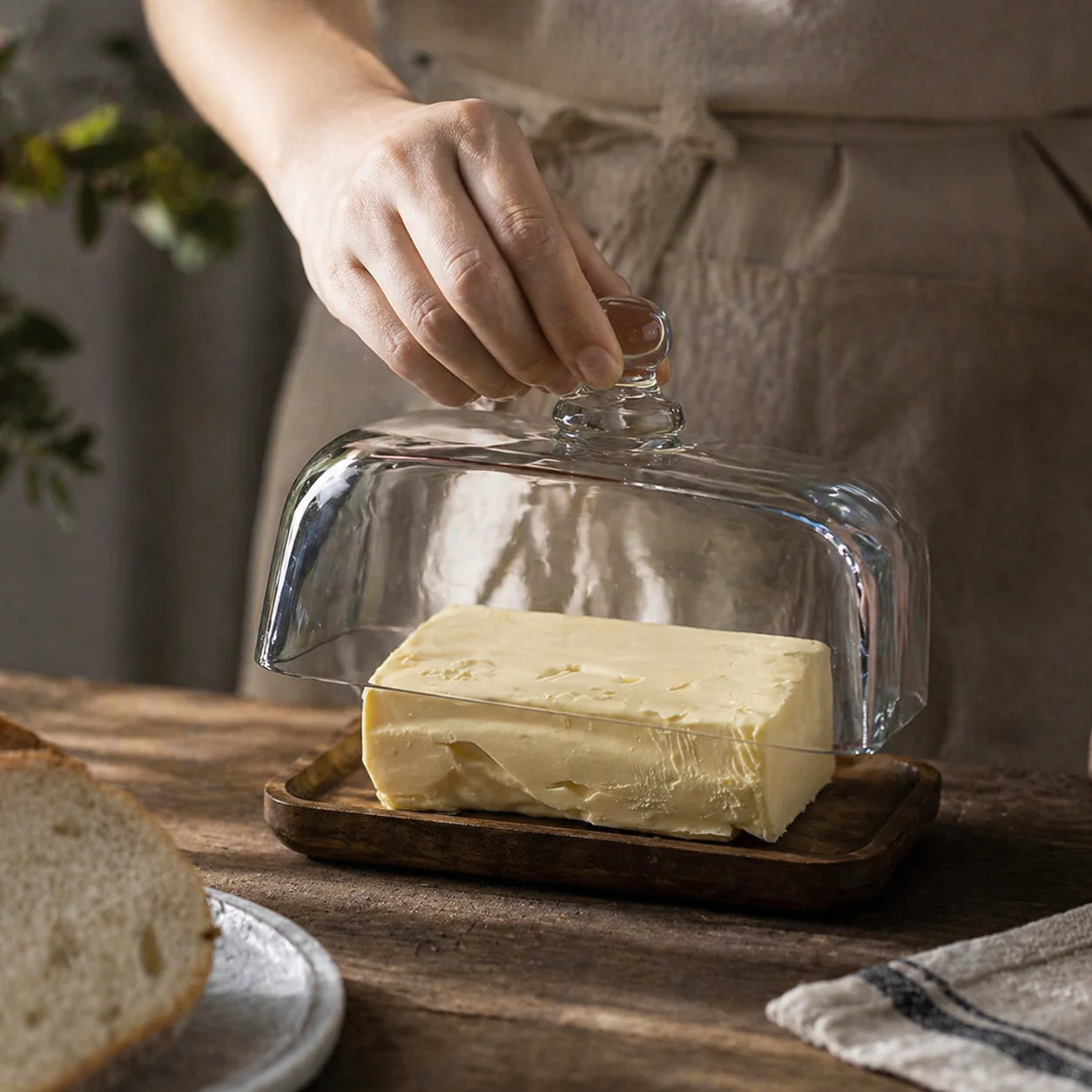 Butter Container with Glass Lid and Wooden Base - Image 5