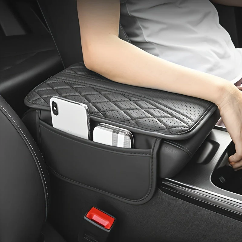 Car Armrest Organizer in PU Leather with Pockets - Image 4