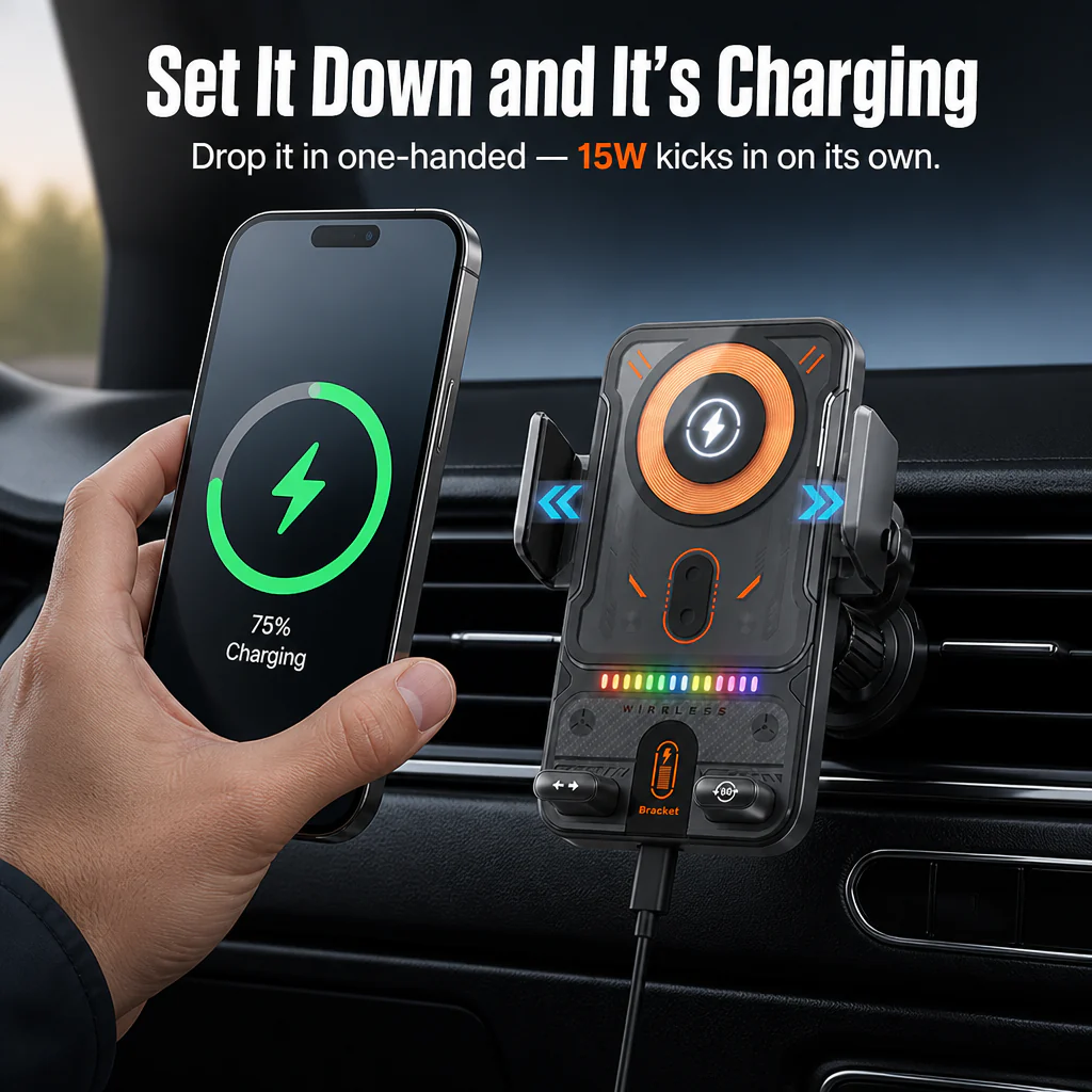 ChargeCruze™ — Grip, Charge & Drive Hands-Free with 15W Auto-Clamp Power - Image 2