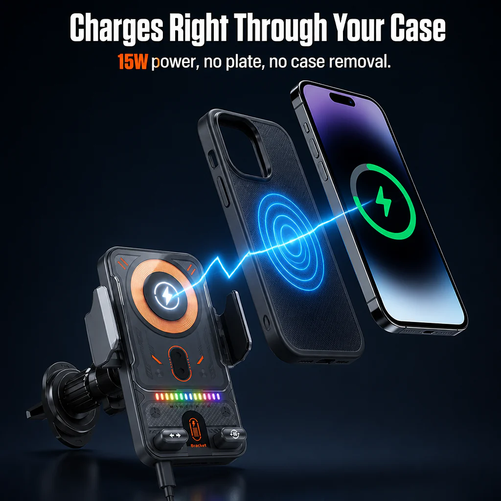 ChargeCruze™ — Grip, Charge & Drive Hands-Free with 15W Auto-Clamp Power - Image 4