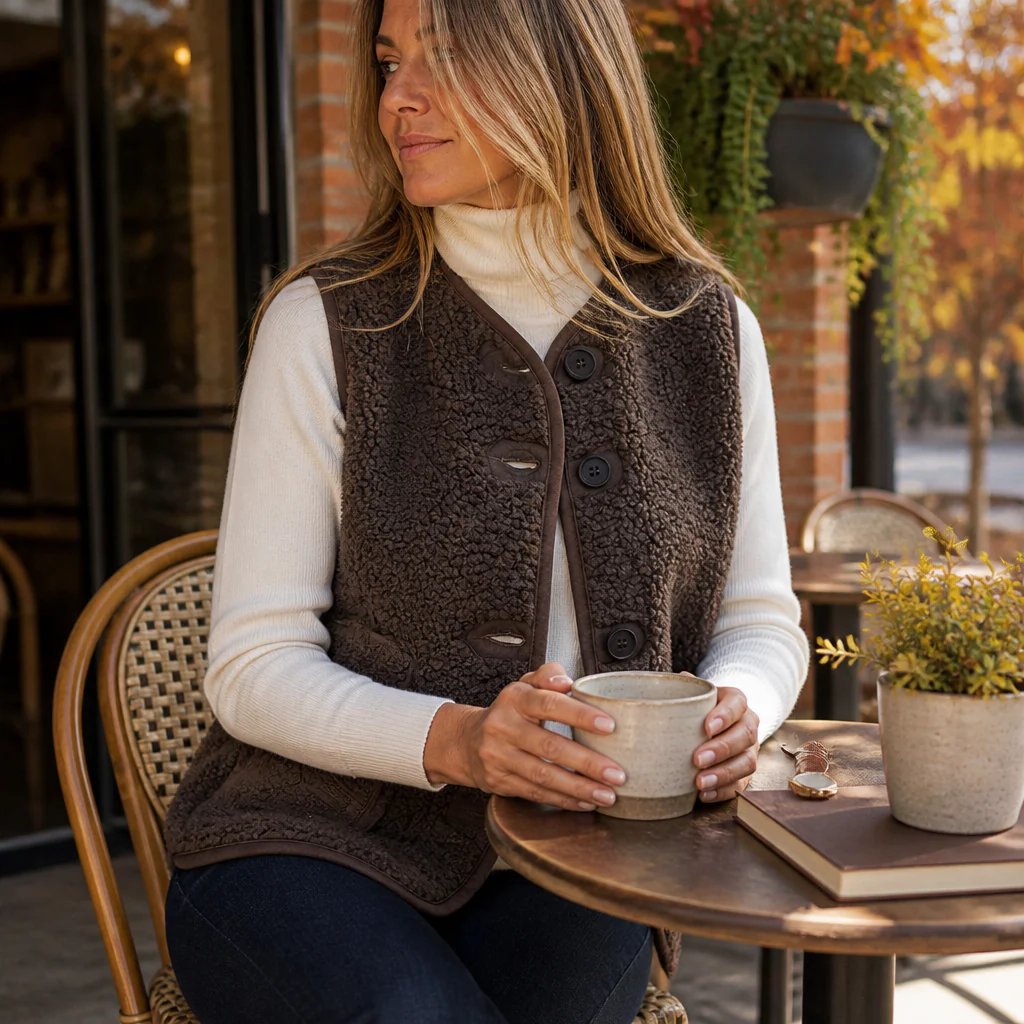 CloudWarm™ – Plush Sherpa Sleeveless Vest with Button Front - Image 2