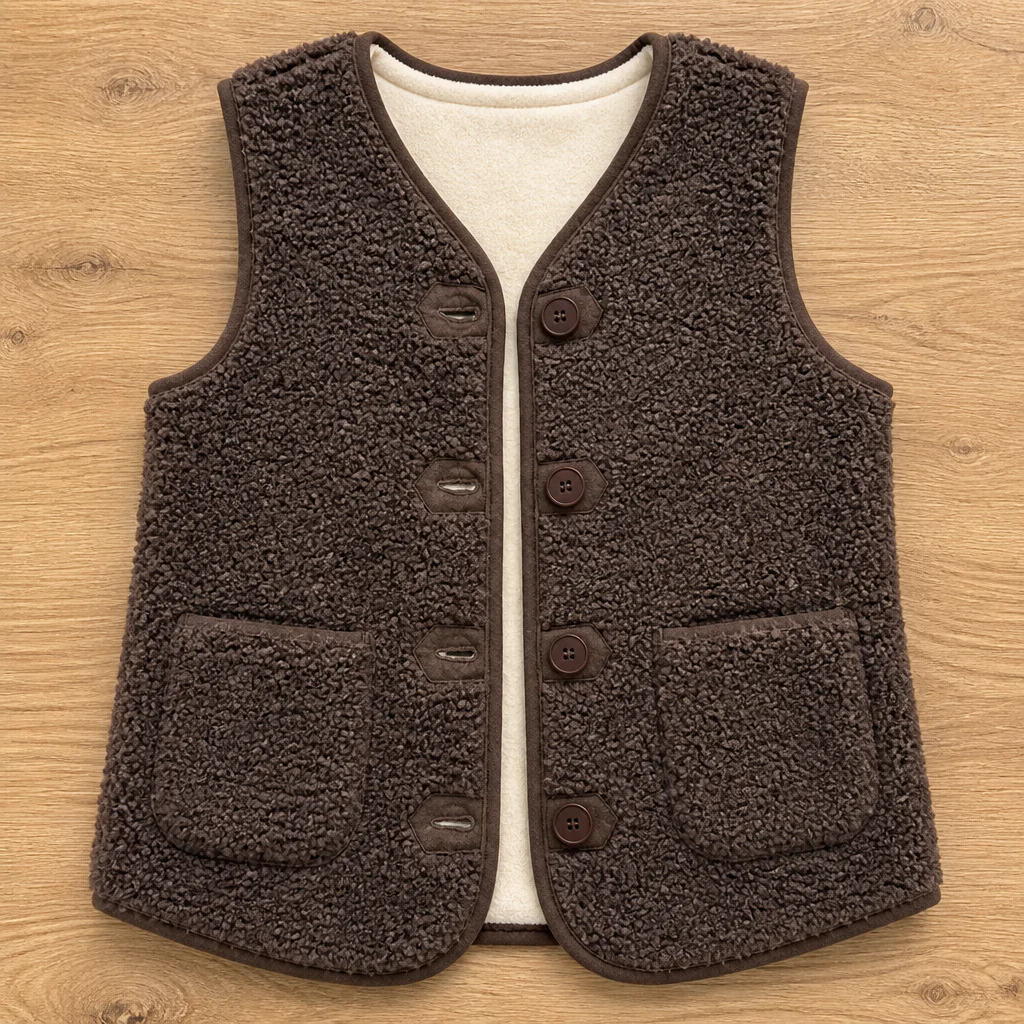 CloudWarm™ – Plush Sherpa Sleeveless Vest with Button Front - Image 3