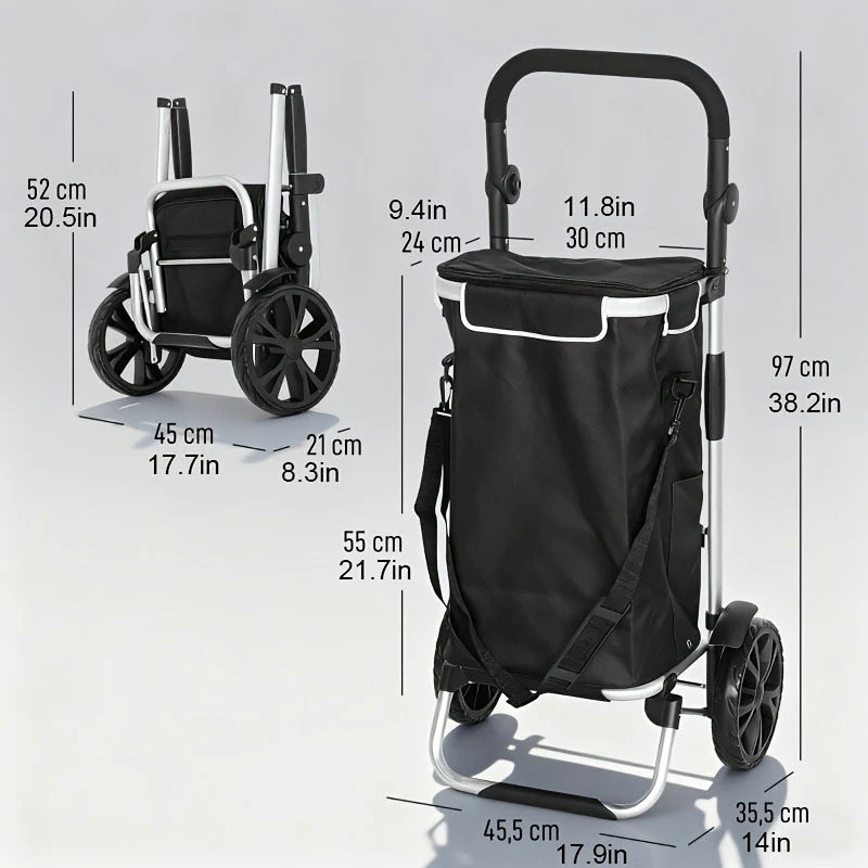 Collapsible 3-in-1 Shopping Cart with Cooler Compartment - Image 6