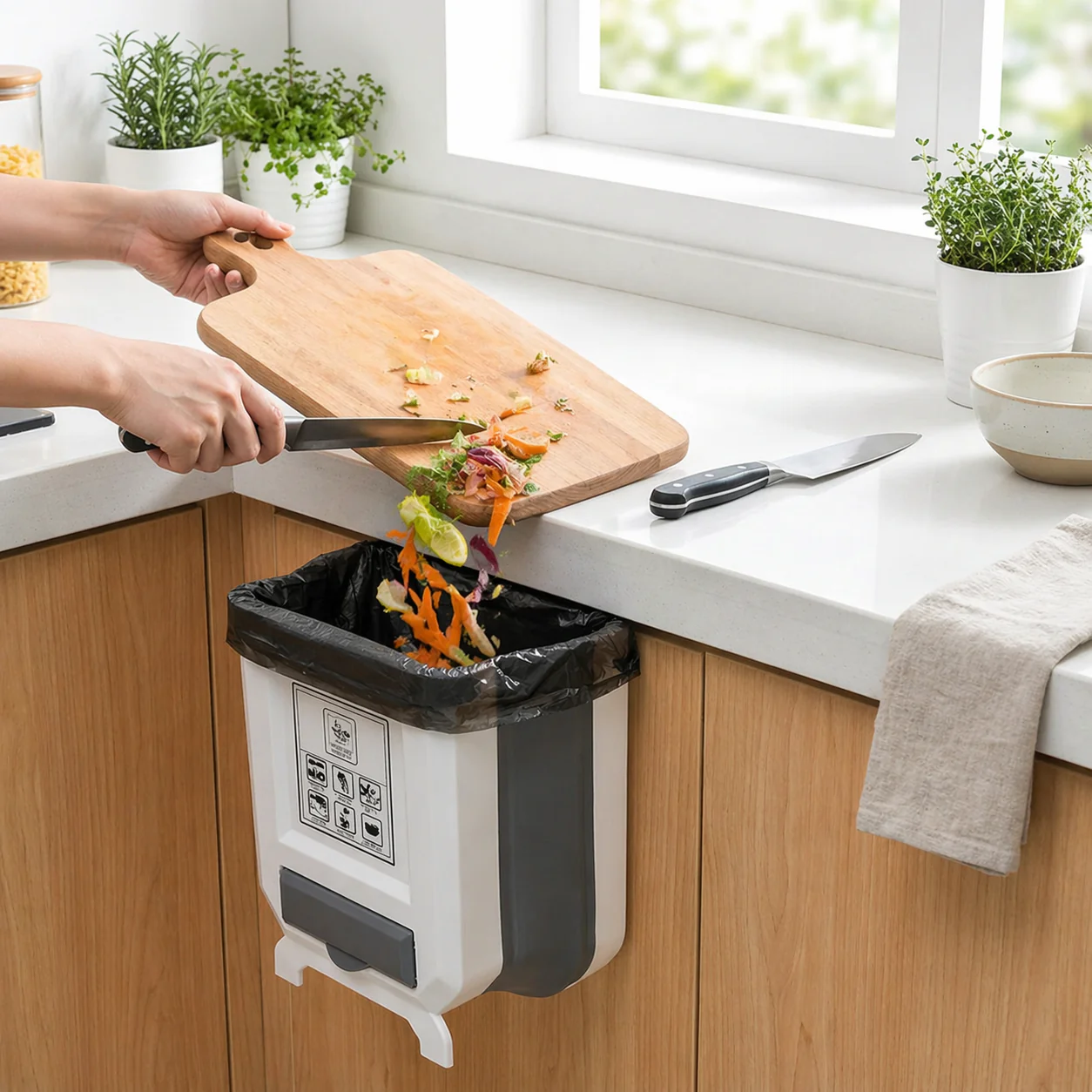 Collapsible Countertop Kitchen Trash Bin - Image 2