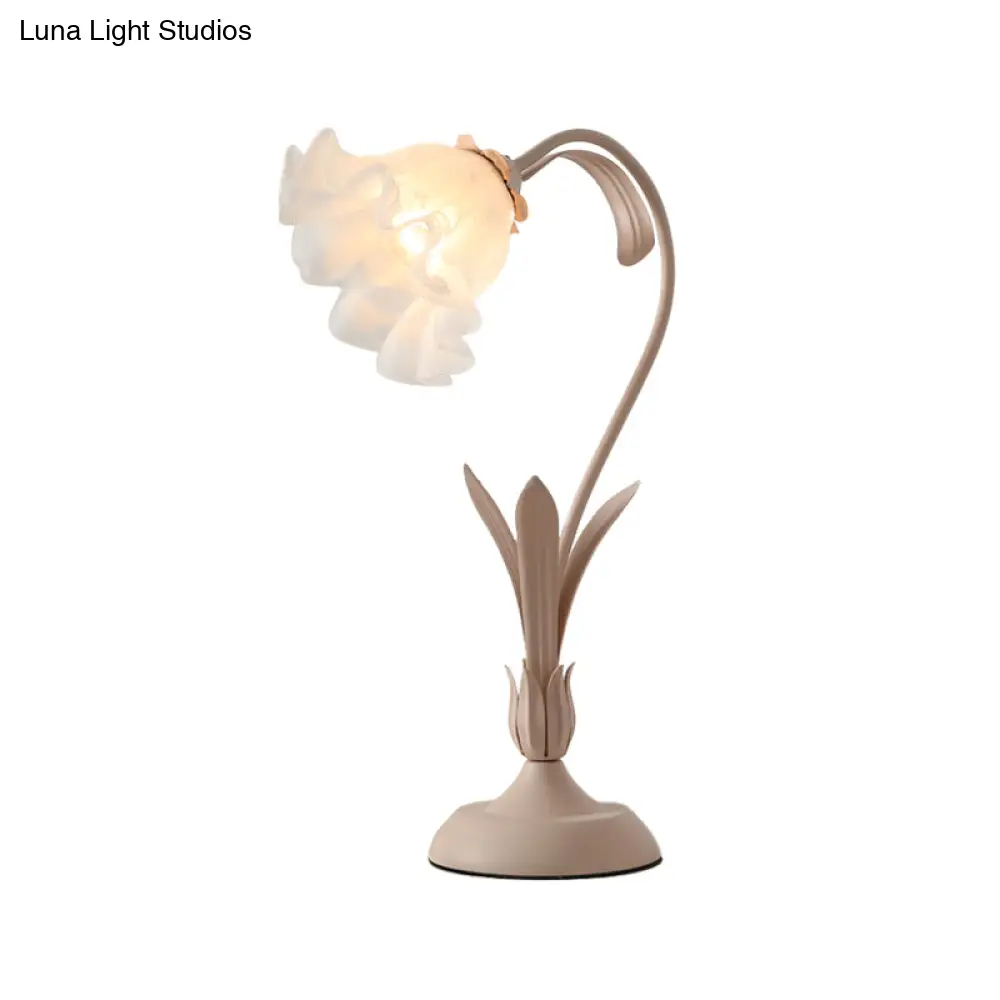 Countryside Frosted Glass Night Lamp – Flower-Shaped, Single-Light Table Lamp for Kids’ Rooms (Available in Pink or Green) - Image 4