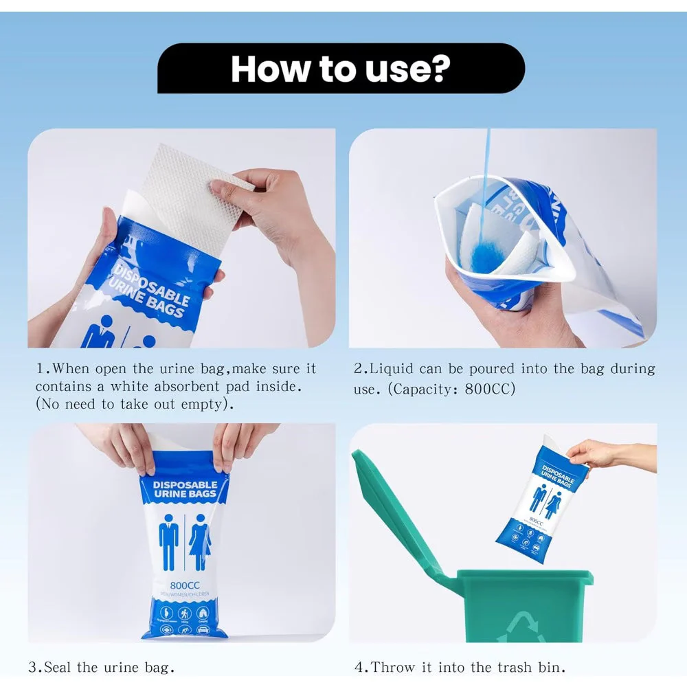 Disposable Urine Bags 800 ml for Car & Travel - Image 4