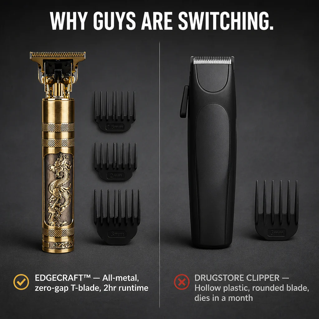 EdgeCraft™ Vintage T-Blade Trimmer — Line Up Fades & Edges Like a Pro Barber - Image 6