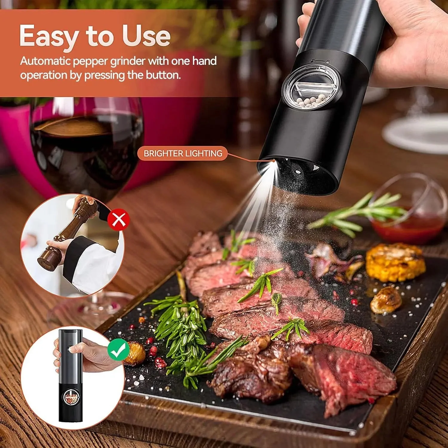 Electric Spice Grinder Set with USB-C Charging Station - Image 2