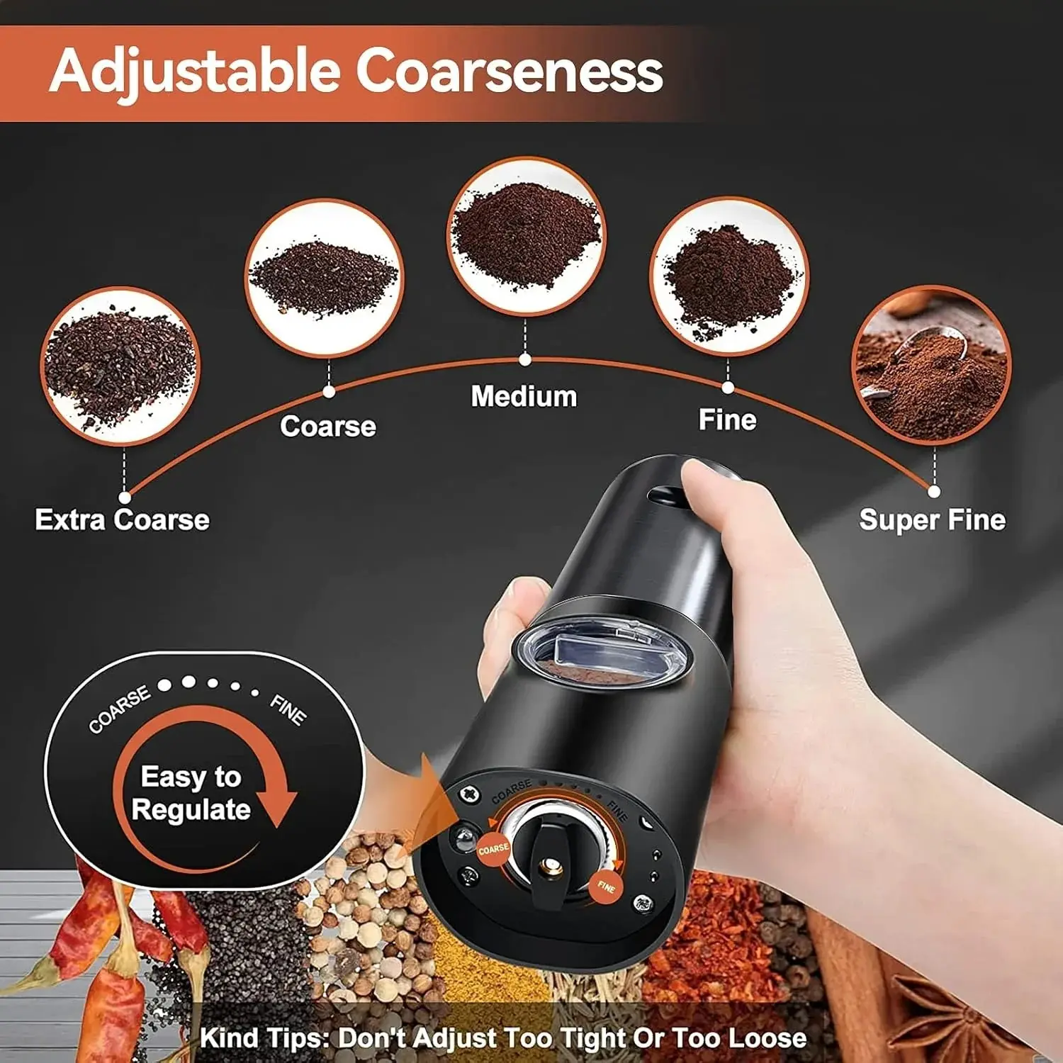 Electric Spice Grinder Set with USB-C Charging Station - Image 3