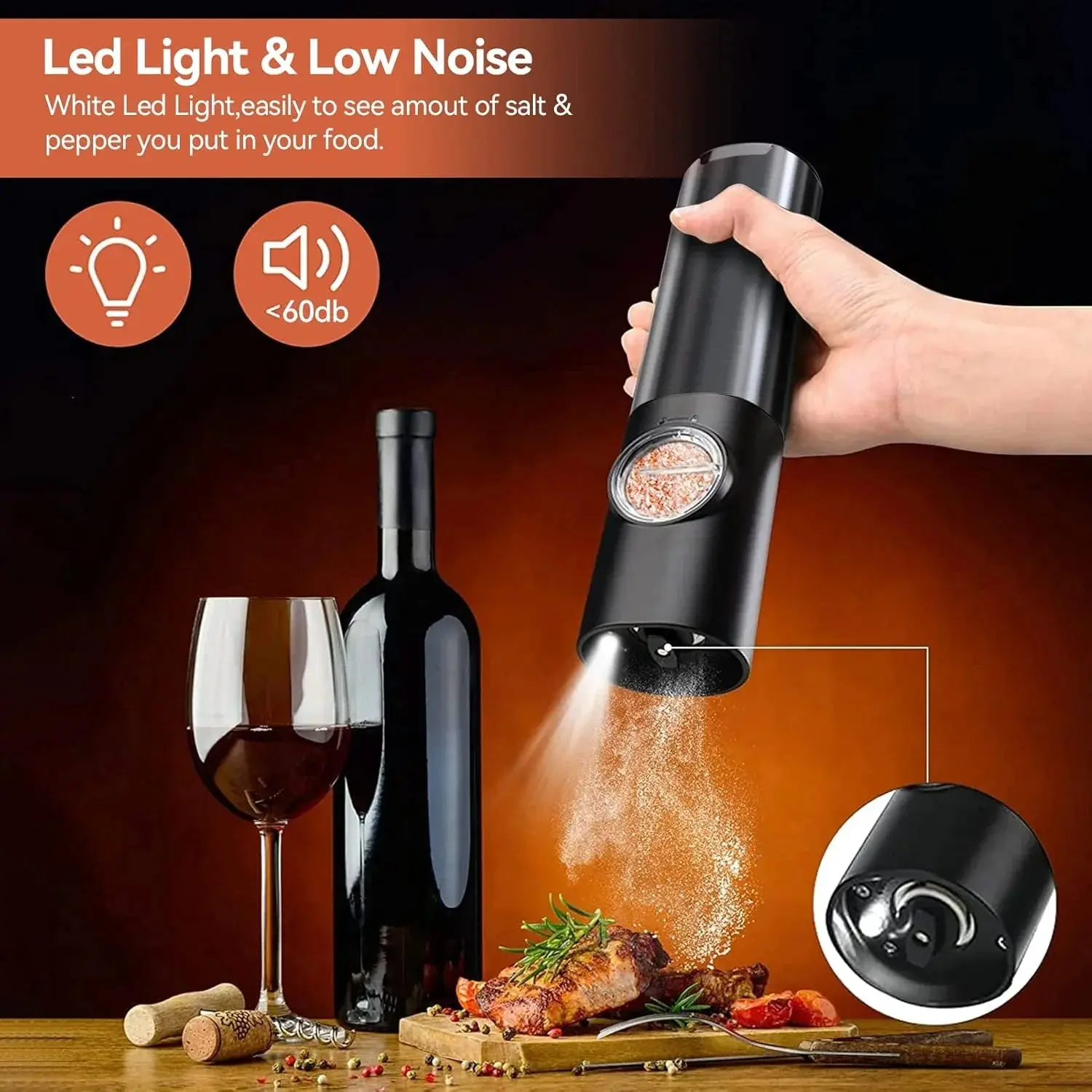 Electric Spice Grinder Set with USB-C Charging Station - Image 4