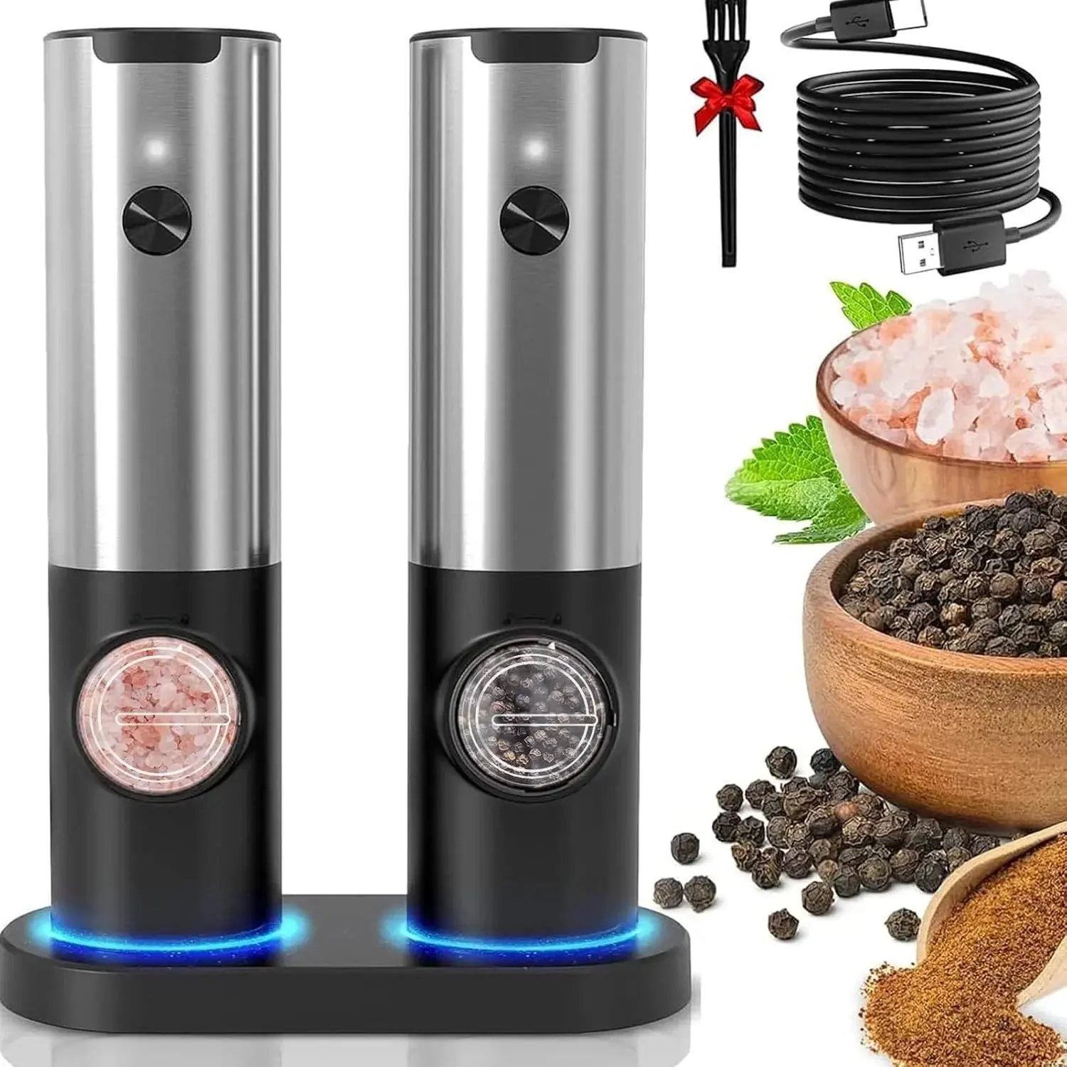 Electric Spice Grinder Set with USB-C Charging Station - Image 7