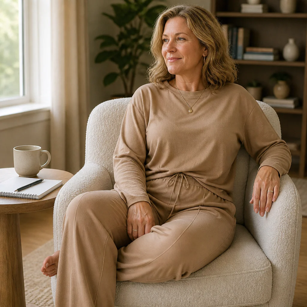 ElysianEase™ – Relaxed Long Sleeve Top & Wide-Leg Pants Set - Image 3