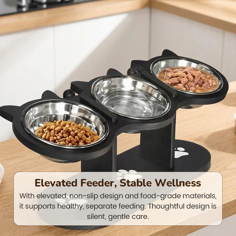 Ergonomic Pet Feeder Stand with 3 Stainless Steel Bowls - Image 7