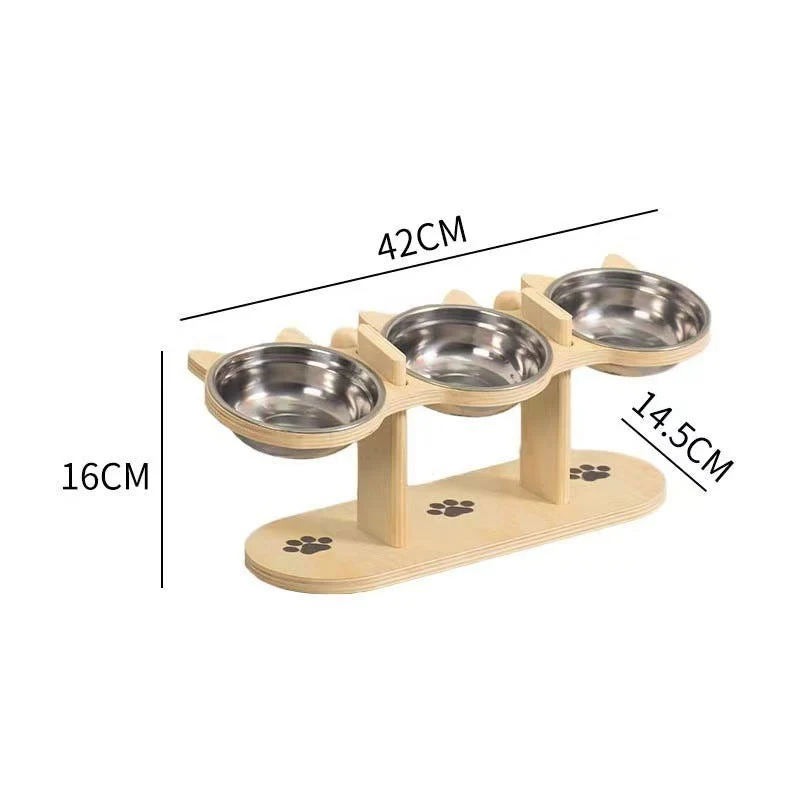 Ergonomic Pet Feeder Stand with 3 Stainless Steel Bowls - Image 9