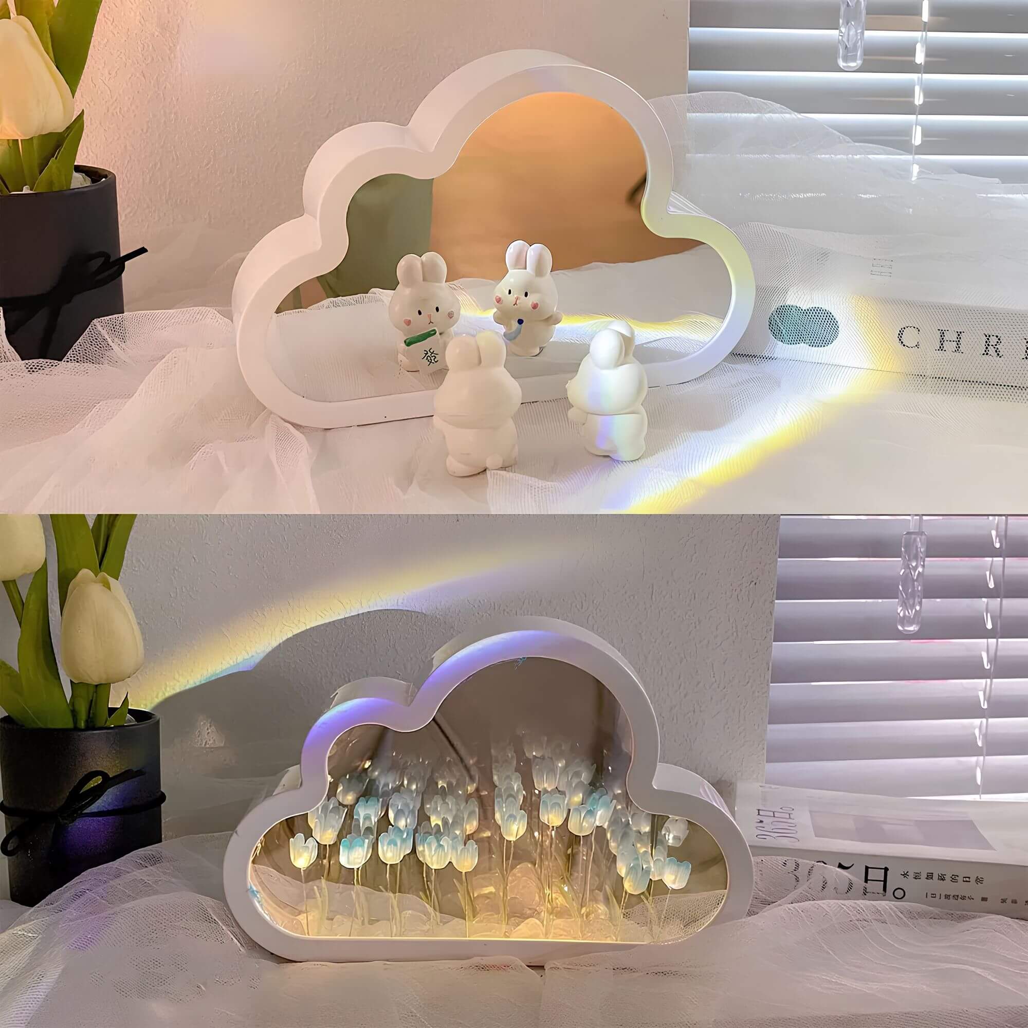 Eternal Cloud Mirror Tulips - LED Mirror with Infinity Effect - Image 3
