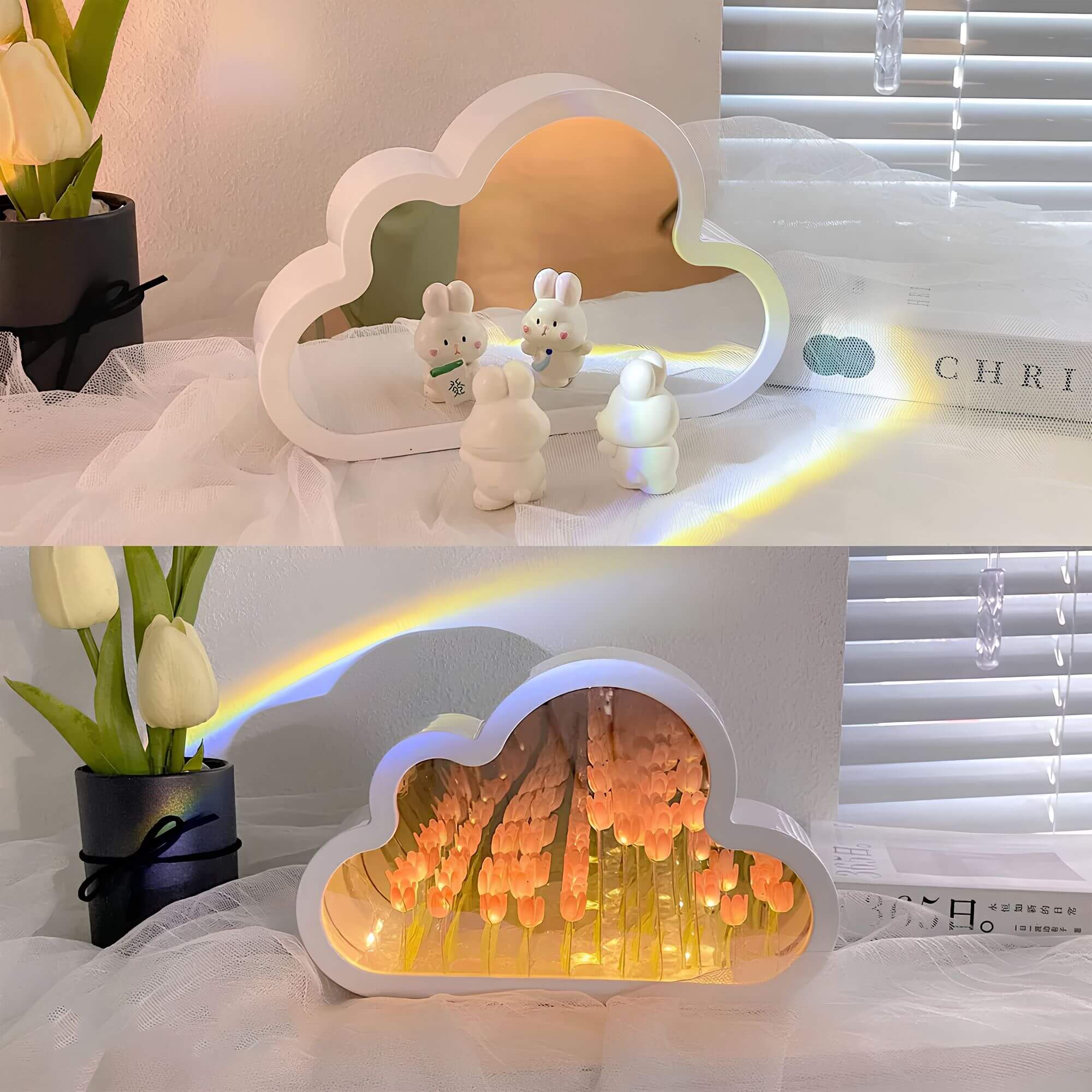Eternal Cloud Mirror Tulips - LED Mirror with Infinity Effect - Image 5