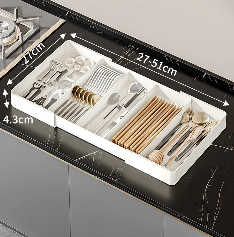 Expandable Drawer Organizer with Clear Compartments - Image 3