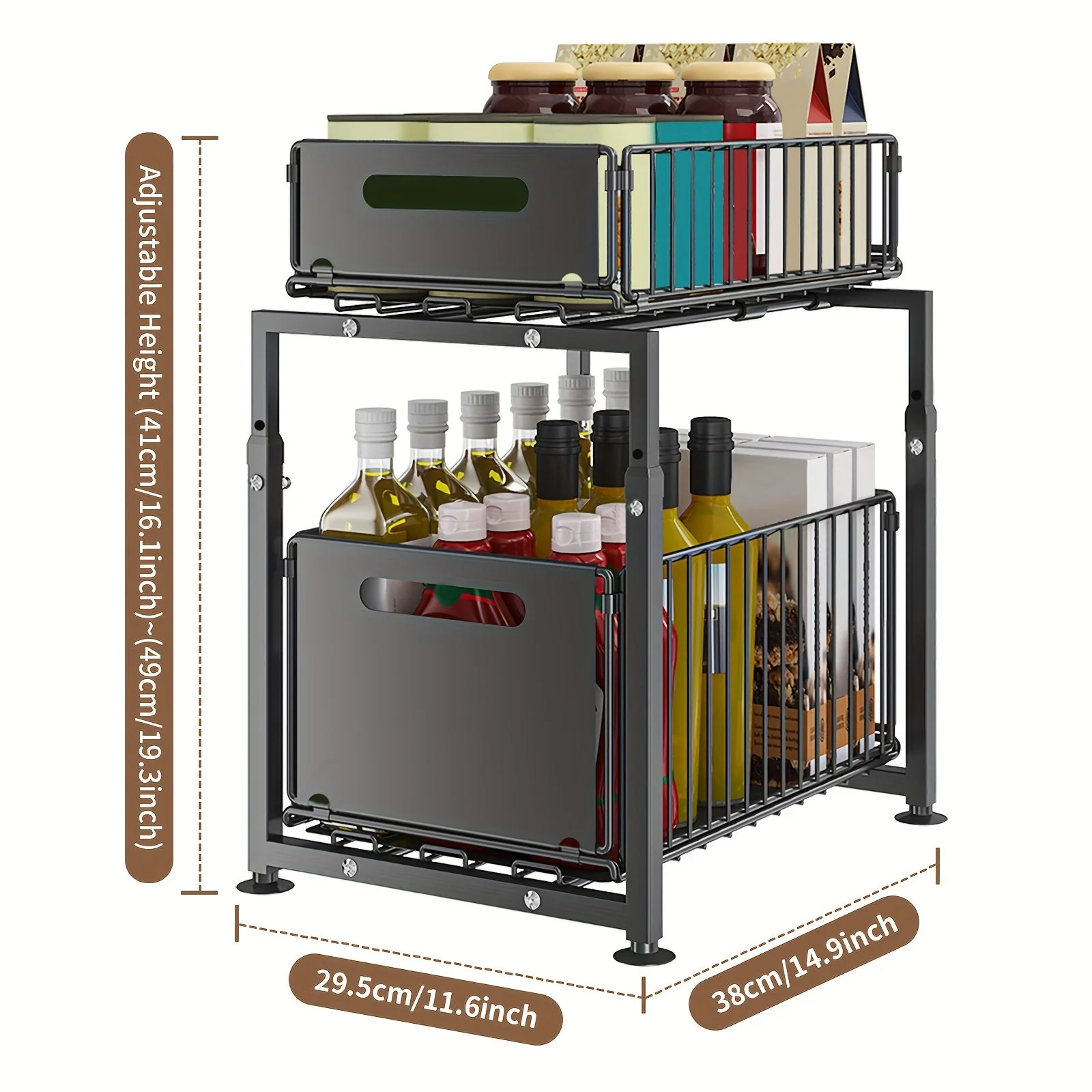 Expandable Kitchen Shelf with 2 Tiers - Image 3