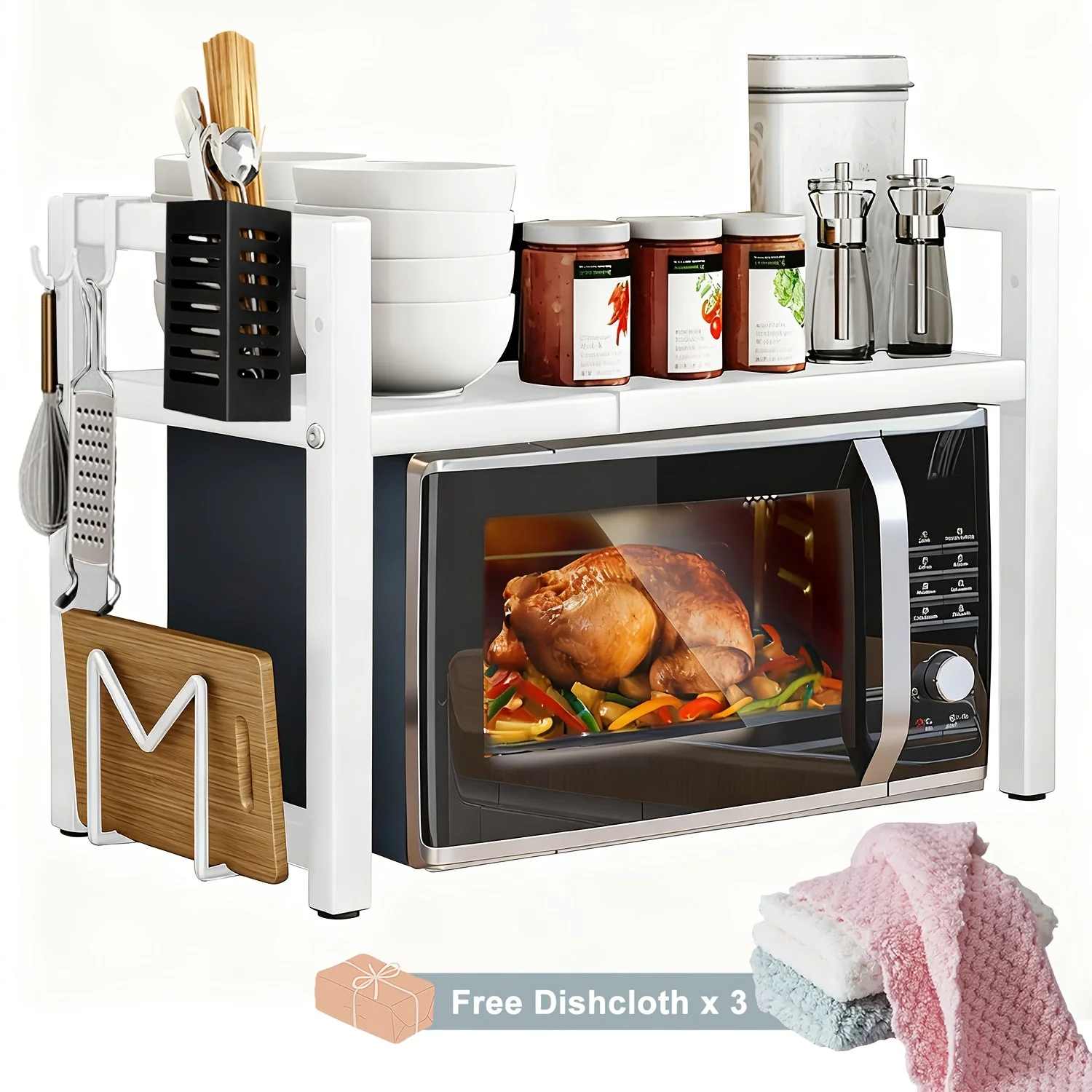 Expandable Microwave Rack with 2 Tiers - Image 12
